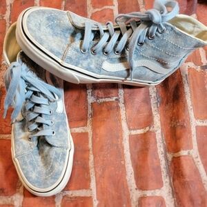 Vans Hi Denim Destroy Winter Sky Shoes Womens 7 Mens 5.5 Guc Normal Wear